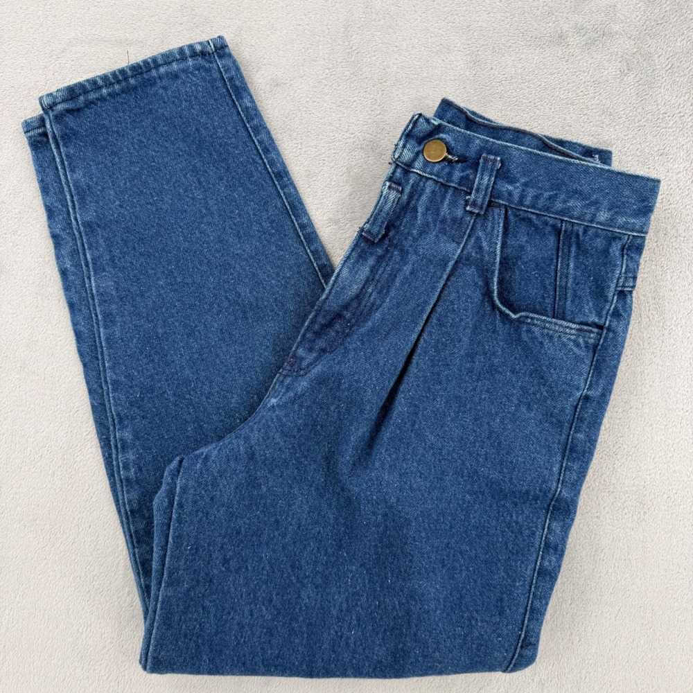 Vintage Props High Waisted‎ Pleated Tapered Jeans Medium Wash Blue Denim 10P USA